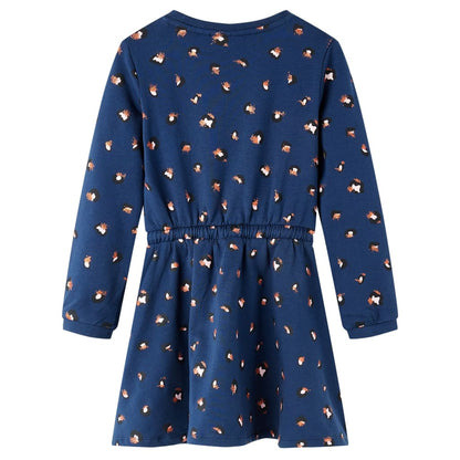 Kinderjurk met lange mouwen 128 marineblauw 128