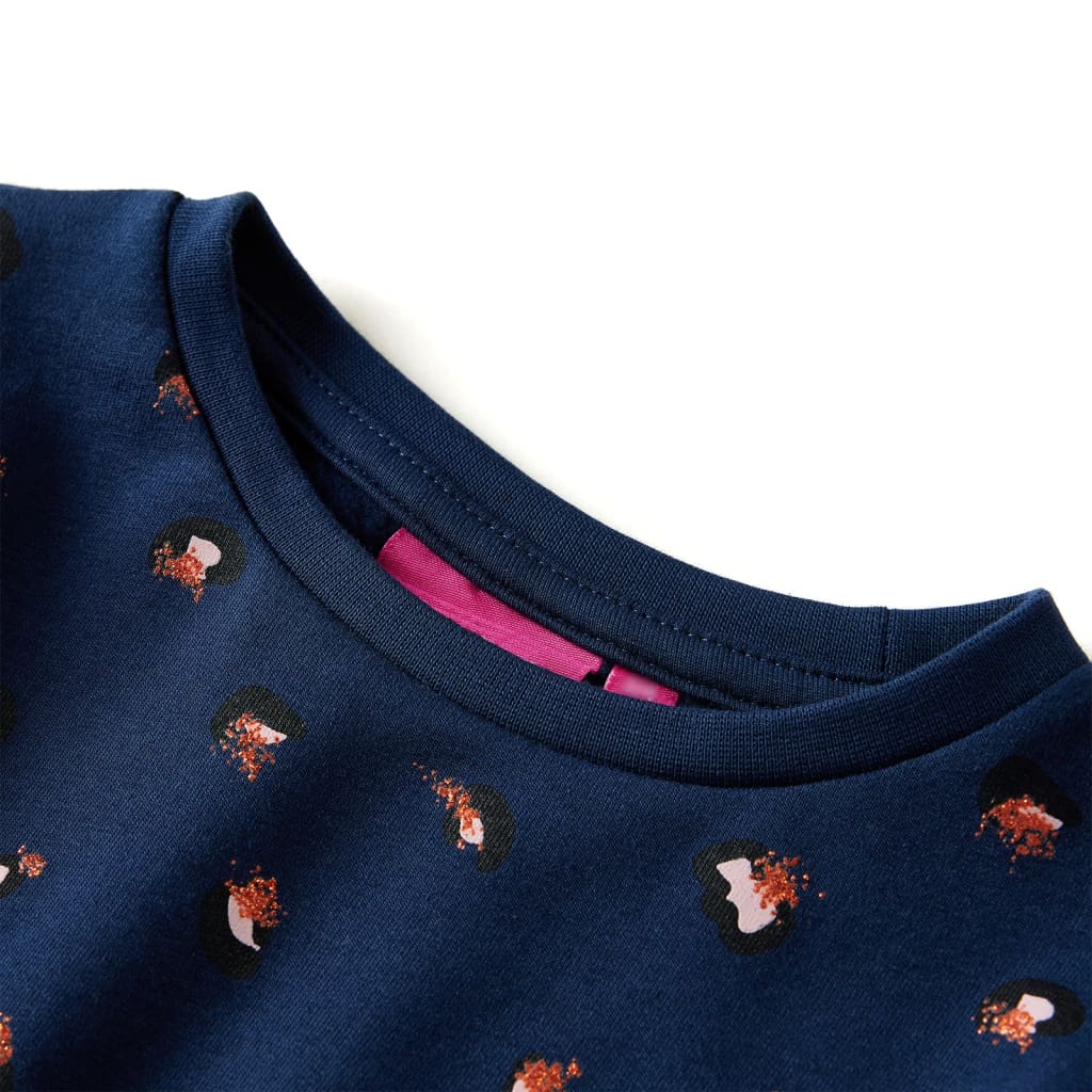 Kinderjurk met lange mouwen 140 marineblauw