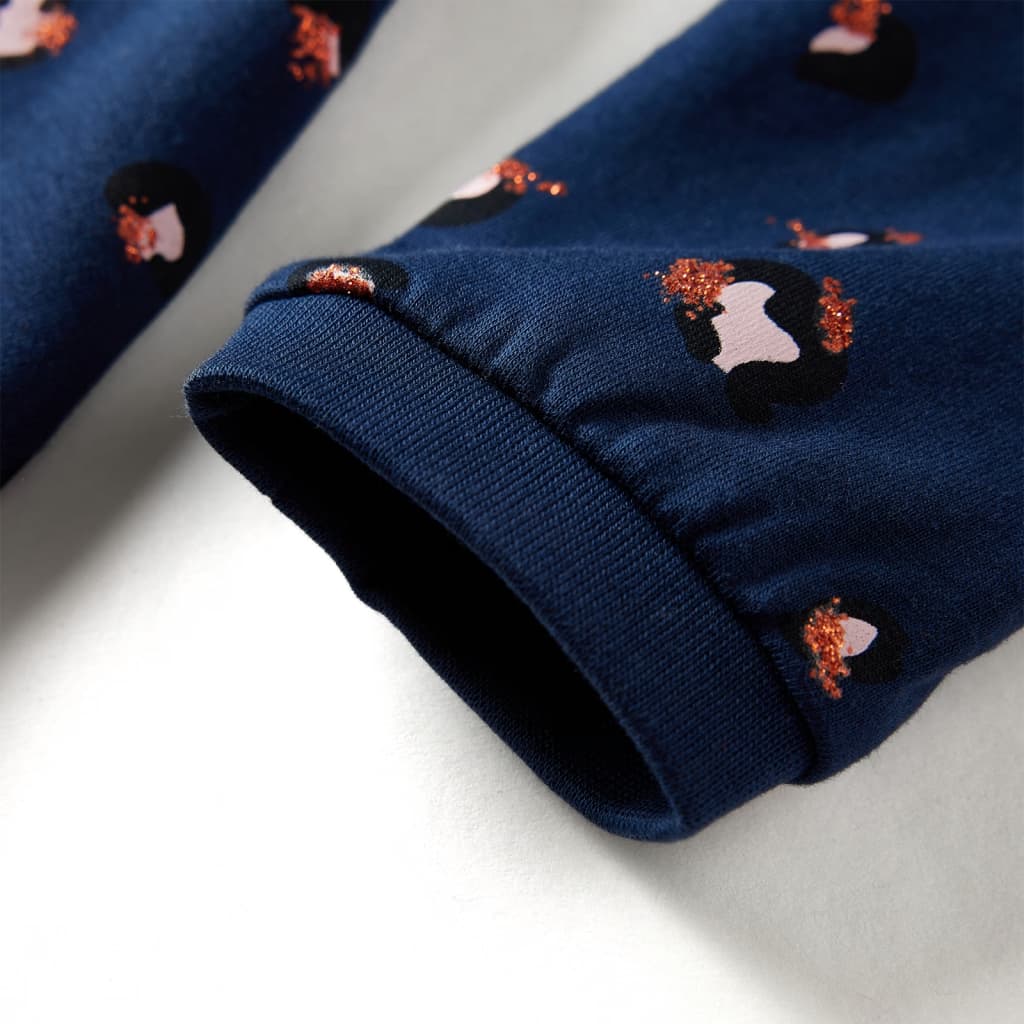 Kinderjurk met lange mouwen 140 marineblauw