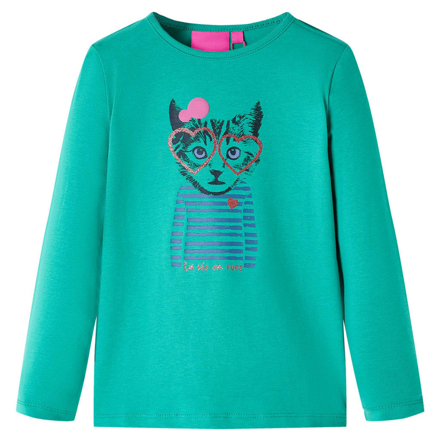 Kindershirt met lange mouwen 104 felgroen Heldergroen 104