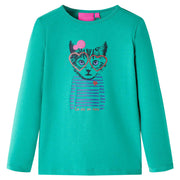 Kindershirt lange mouwen 116 felgroen katjesprint