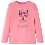 Kindershirt lange mouwen 116 roze katoen
