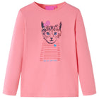 Kindershirt lange mouwen 128 roze katjesprint