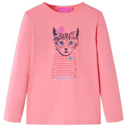 Kindershirt lange mouwen 128 roze katjesprint
