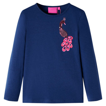 Kindershirt met lange mouwen 128 marineblauw Blauw 128