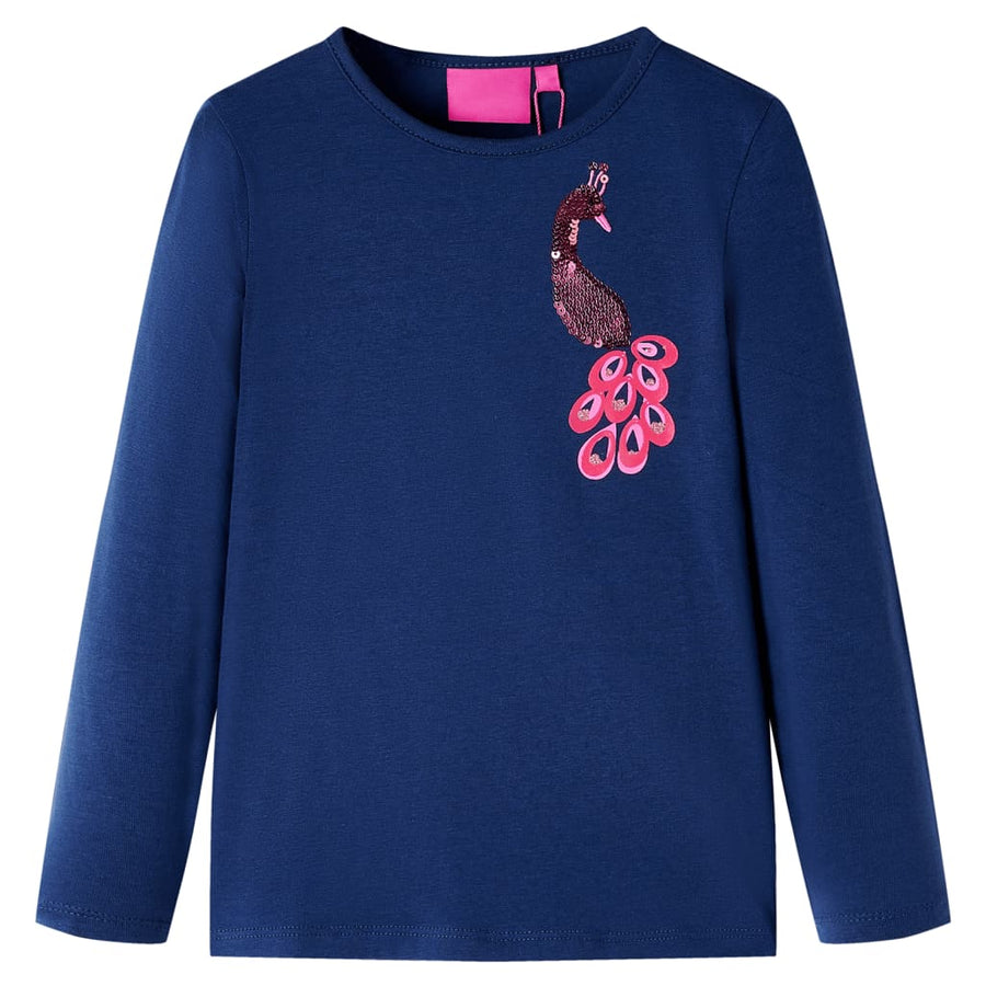 Kindershirt met lange mouwen 128 marineblauw Blauw 128