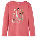 Kindershirt lange mouwen 104 oudroze bloemenprint
