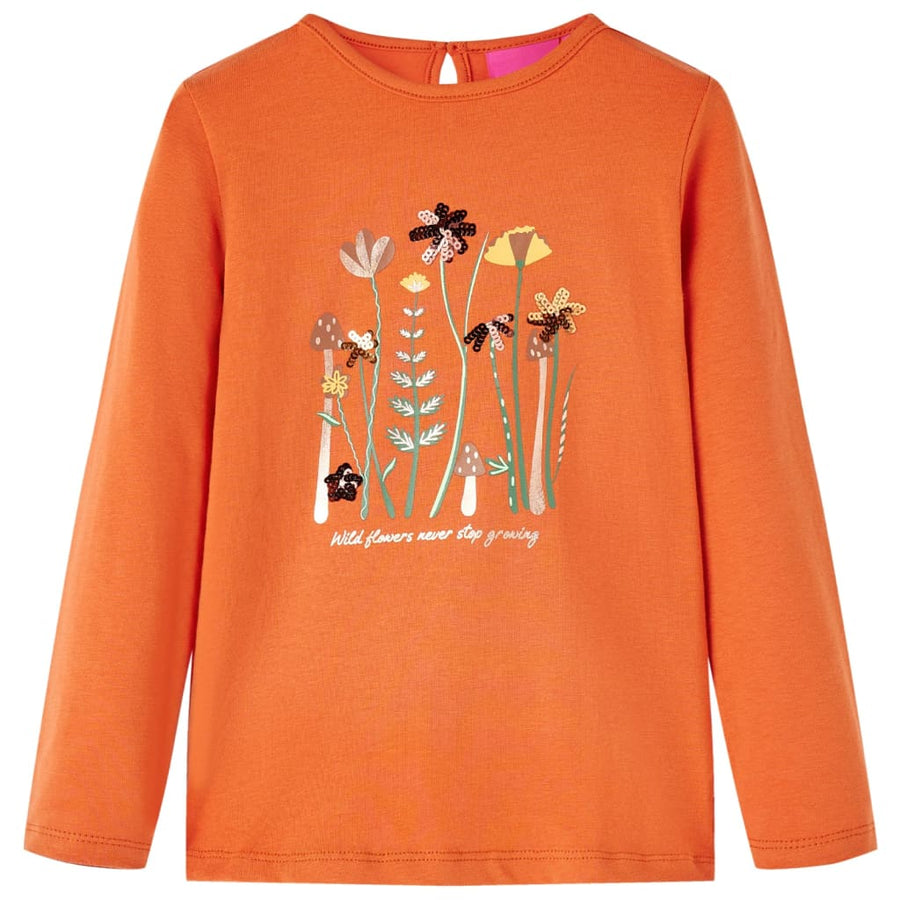 Kindershirt met lange mouwen 104 oranjebruin orange