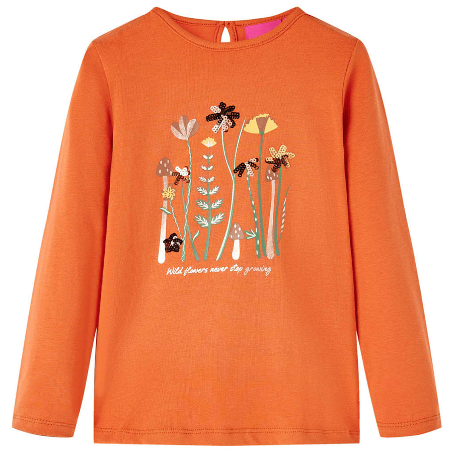 Kindershirt met lange mouwen 128 oranjebruin orange