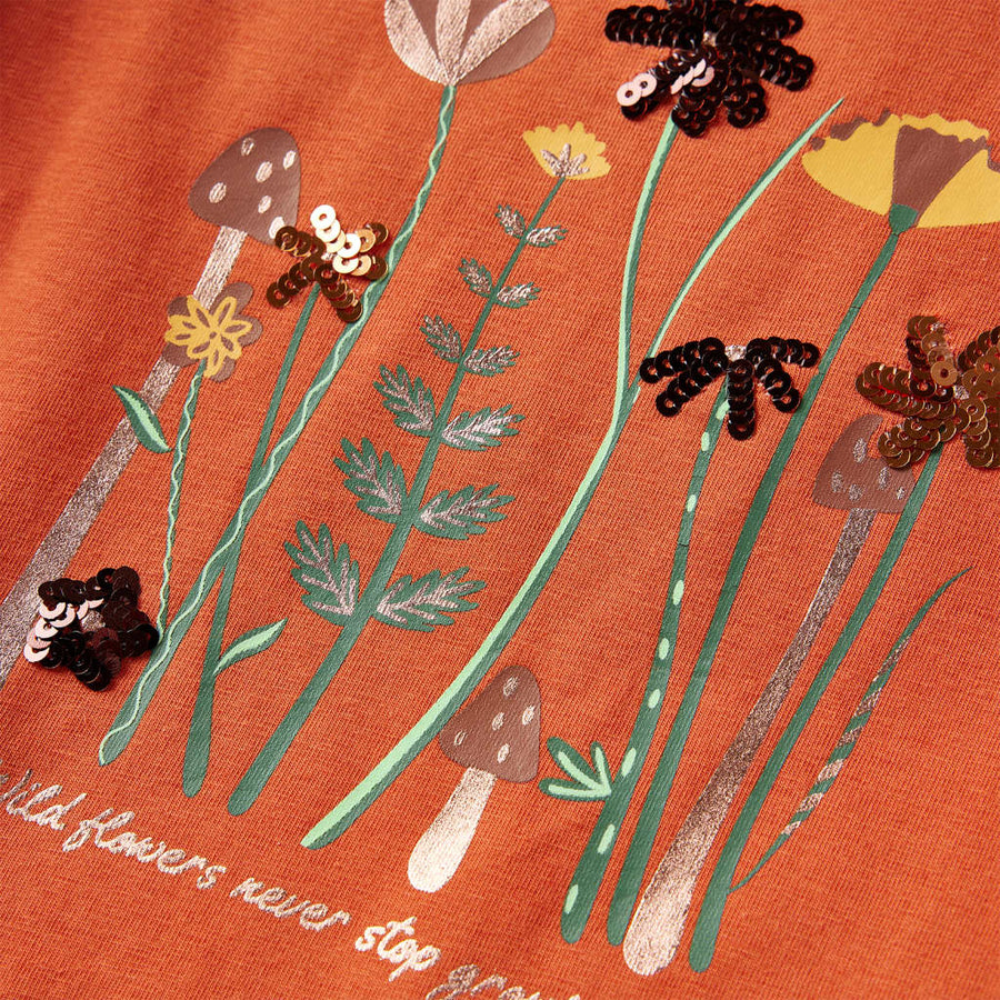 Kindershirt met lange mouwen 128 oranjebruin orange