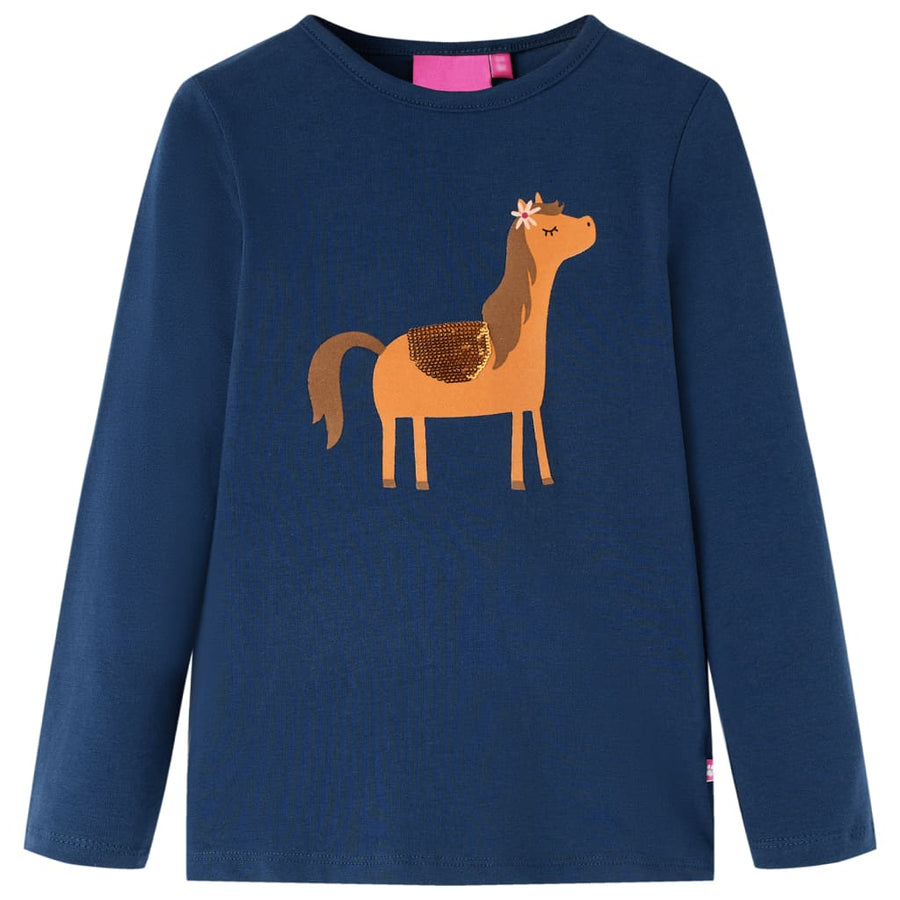 Kindershirt met lange mouwen 116 marineblauw Marineblauw