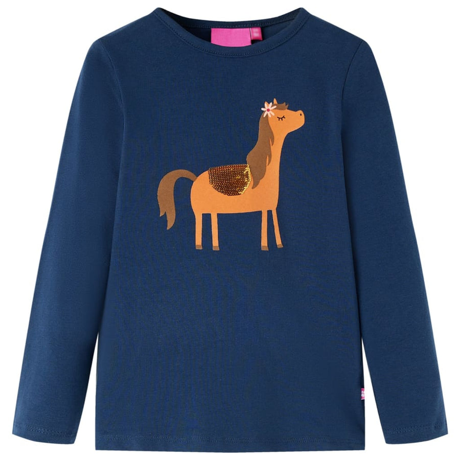 Kindershirt met lange mouwen 128 marineblauw Marineblauw