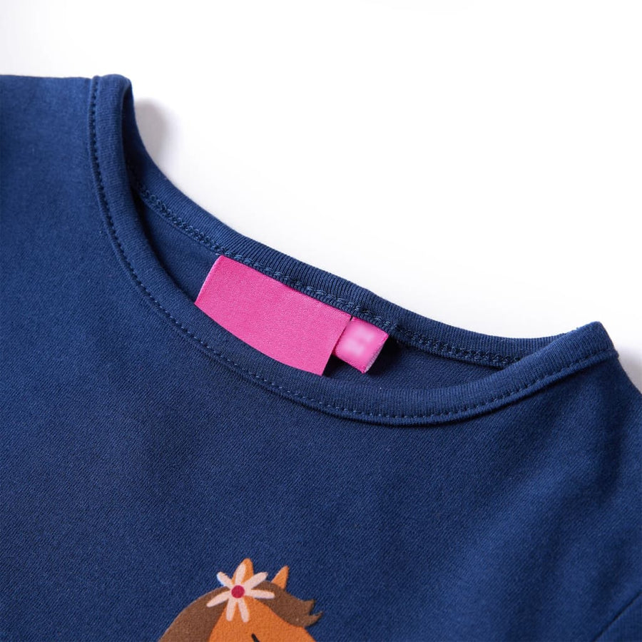 Kindershirt met lange mouwen 128 marineblauw Marineblauw