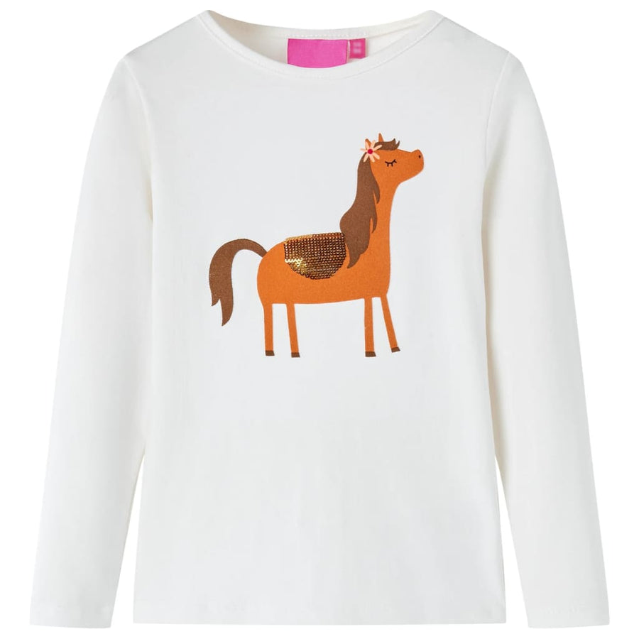 Kindershirt met lange mouwen 128 ecrukleurig Ecru 128