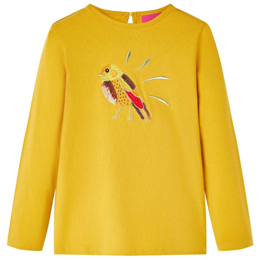 Kindershirt met lange mouwen 116 donker okerkleurig Oker