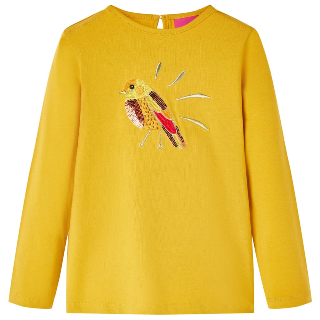 Kindershirt met lange mouwen 128 donker okerkleurig Oker