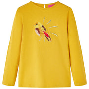 Kindershirt lange mouwen 128 donker oker