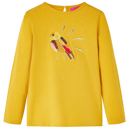 Kindershirt met lange mouwen 128 donker okerkleurig Oker