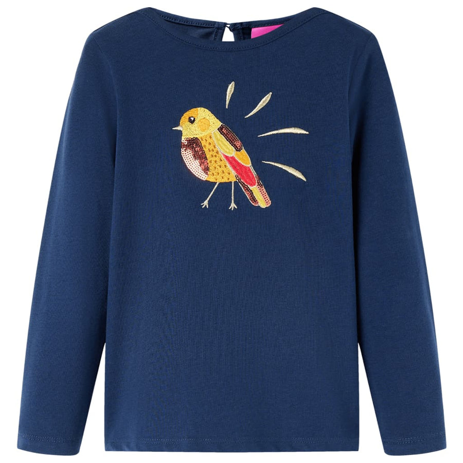 Kindershirt met lange mouwen 104 marineblauw Marineblauw