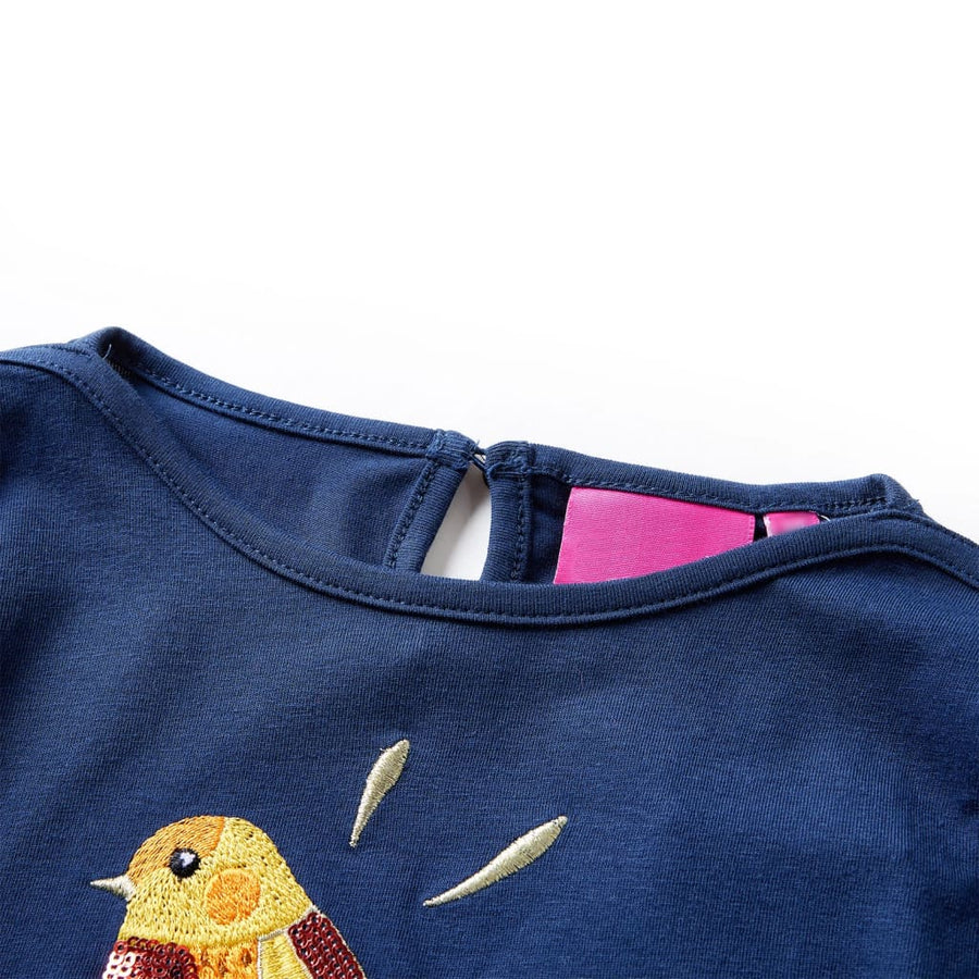 Kindershirt met lange mouwen 128 marineblauw Marineblauw