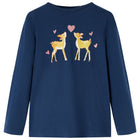 Kindershirt lange mouwen 128 marineblauw