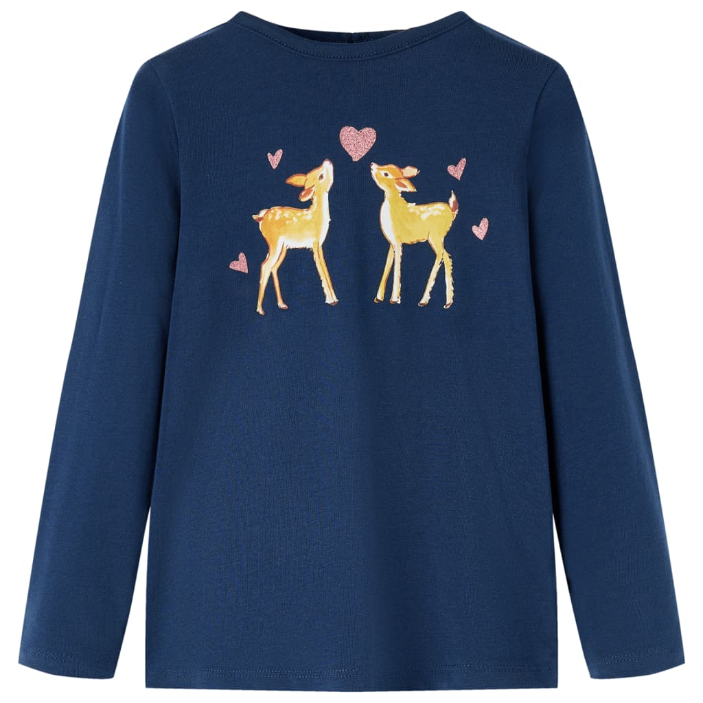 Kindershirt met lange mouwen 128 marineblauw Marineblauw 128