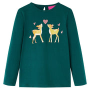 Kindershirt lange mouwen 92 donkergroen