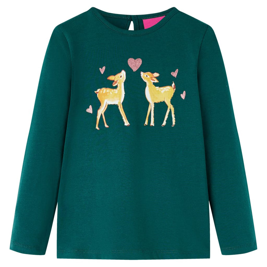 Kindershirt met lange mouwen 92 donkergroen Donkergroen