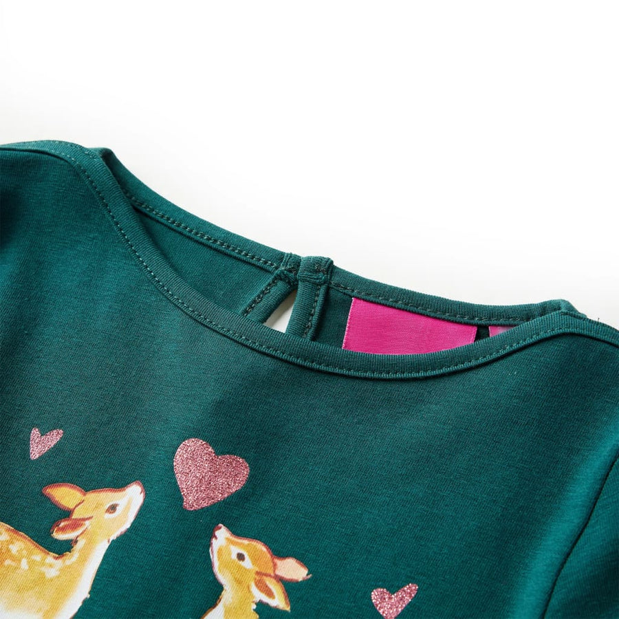 Kindershirt met lange mouwen 92 donkergroen Donkergroen