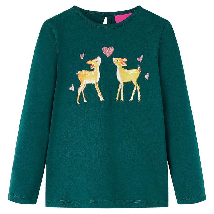 Kindershirt met lange mouwen 104 donkergroen Donkergroen