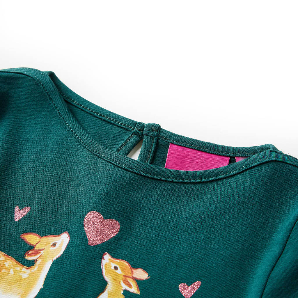 Kindershirt met lange mouwen 140 donkergroen Donkergroen 140