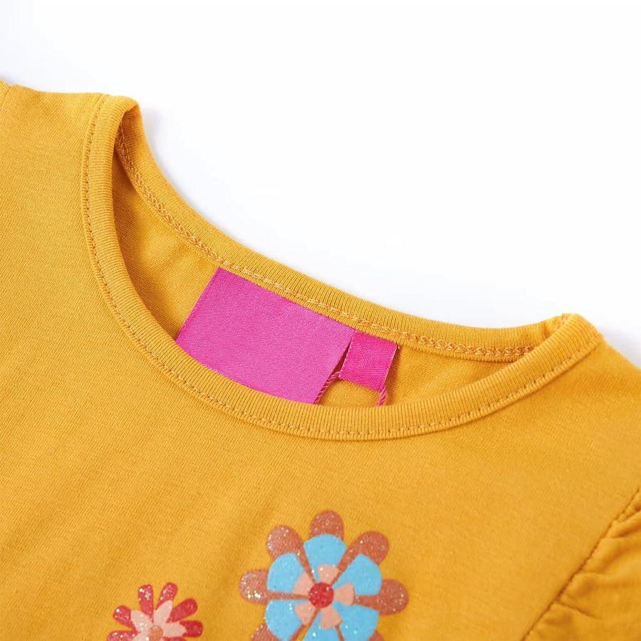 Kindershirt met lange mouwen 104 donkerokerkleurig Oker