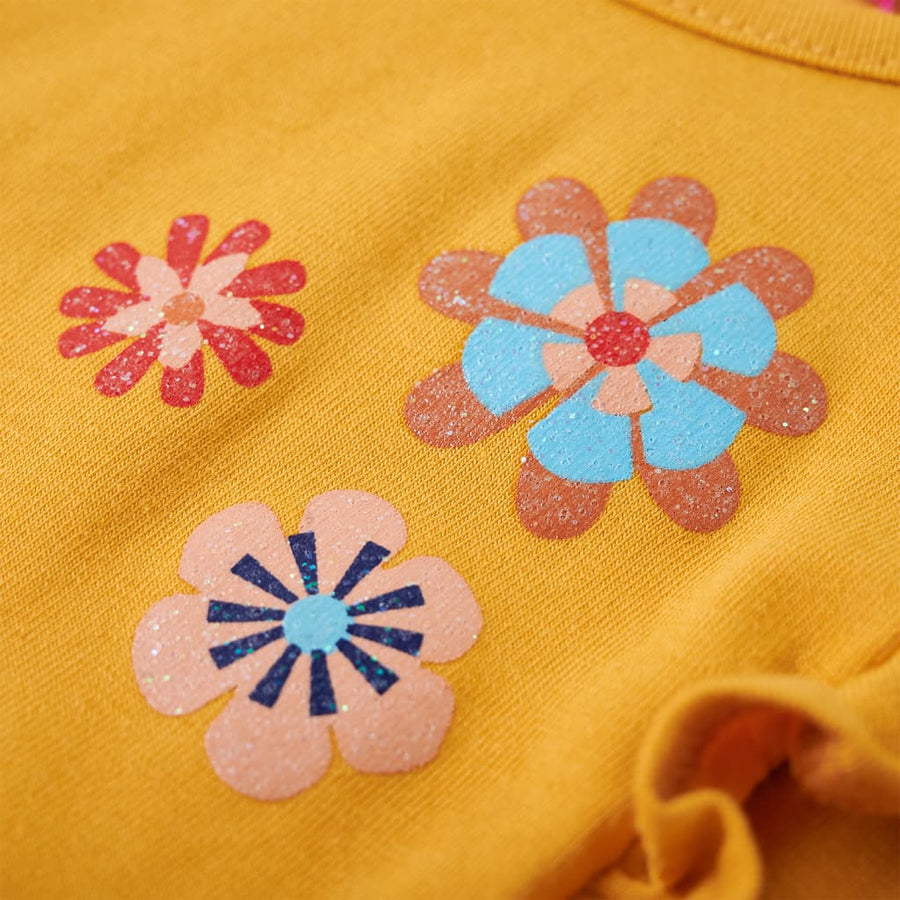 Kindershirt met lange mouwen 104 donkerokerkleurig Oker