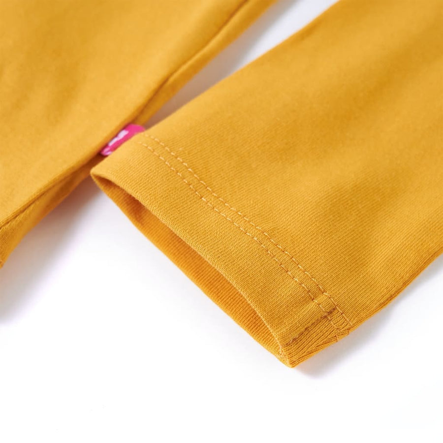 Kindershirt met lange mouwen 104 donkerokerkleurig Oker