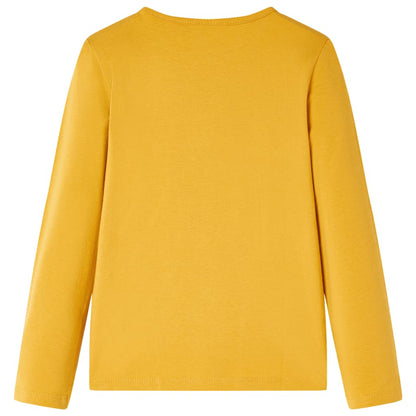 Kindershirt met lange mouwen 116 donkerokerkleurig Oker