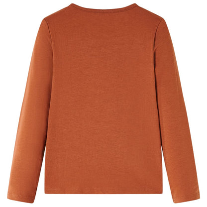 Kindershirt met lange mouwen 104 cognackleurig Cognac
