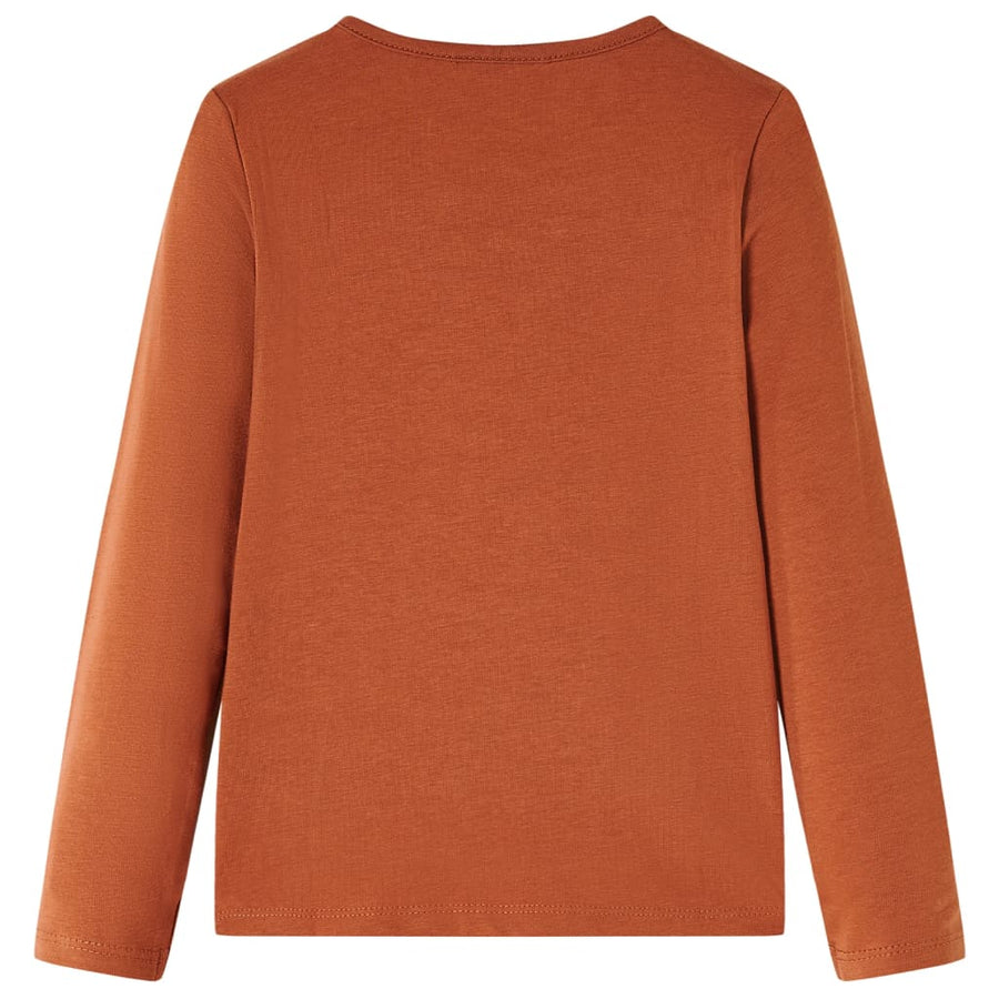 Kindershirt met lange mouwen 104 cognackleurig Cognac