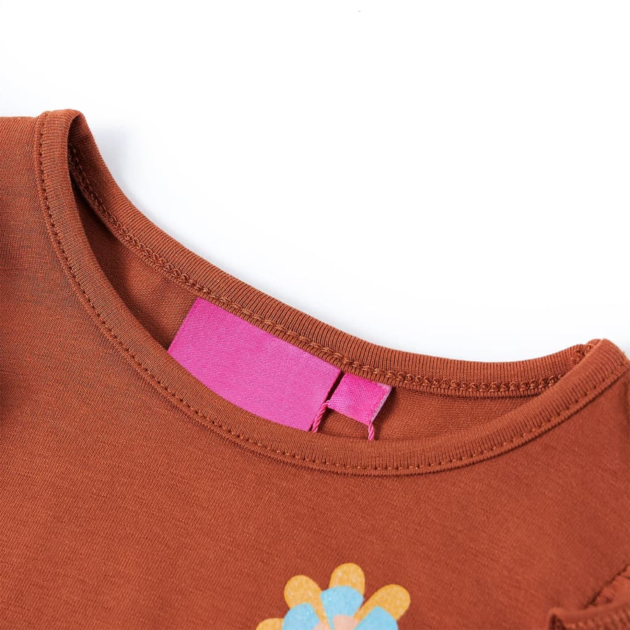Kindershirt met lange mouwen 104 cognackleurig Cognac