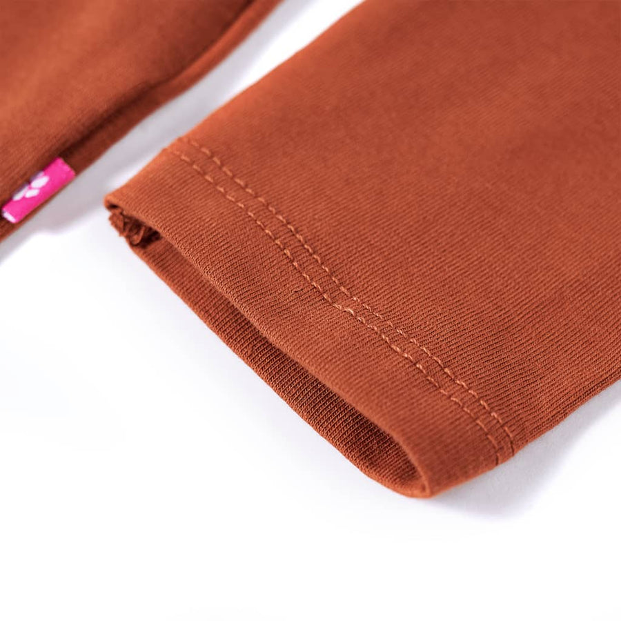 Kindershirt met lange mouwen 104 cognackleurig Cognac