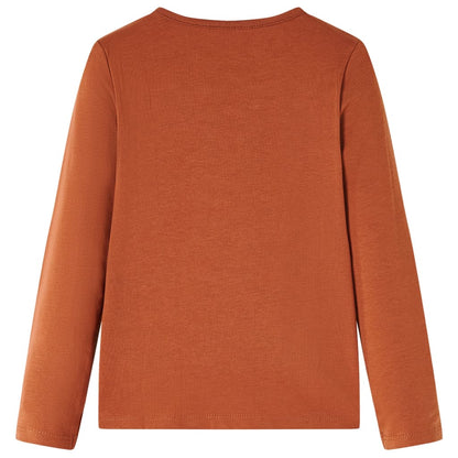 Kindershirt met lange mouwen 116 cognackleurig Cognac