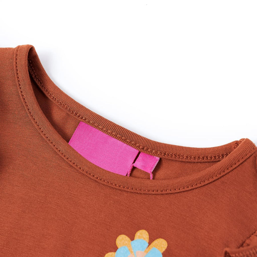 Kindershirt met lange mouwen 116 cognackleurig Cognac