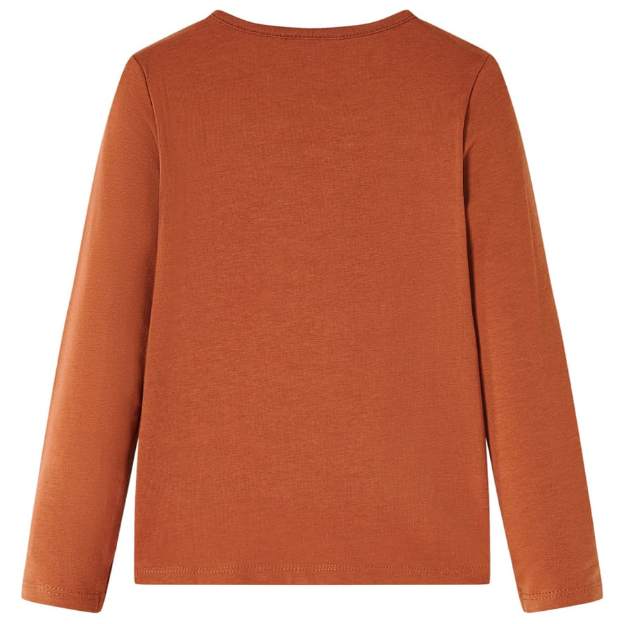 Kindershirt met lange mouwen 128 cognackleurig Cognac