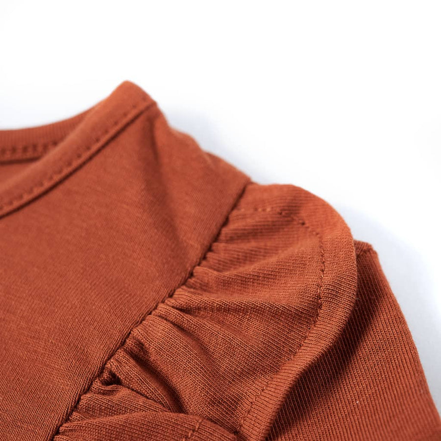 Kindershirt met lange mouwen 128 cognackleurig Cognac