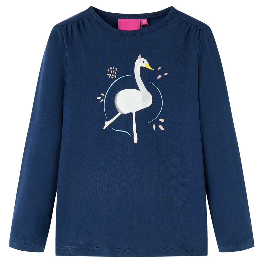 Kindershirt met lange mouwen 128 marineblauw Marineblauw