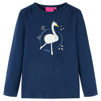 Kindershirt met lange mouwen 128 marineblauw Marineblauw