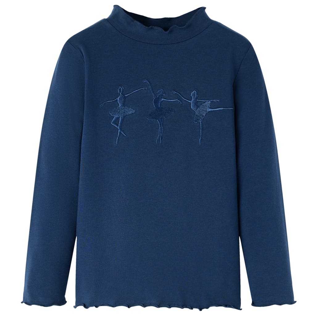 Kindershirt lange mouwen 128 marineblauw Marineblauw