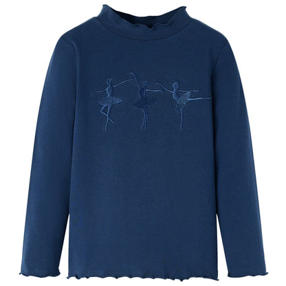 Kindershirt lange mouwen 128 marineblauw Marineblauw