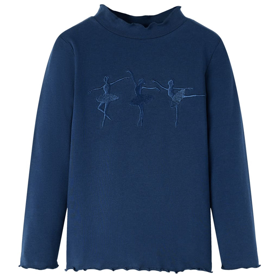 Kindershirt lange mouwen 128 marineblauw Marineblauw