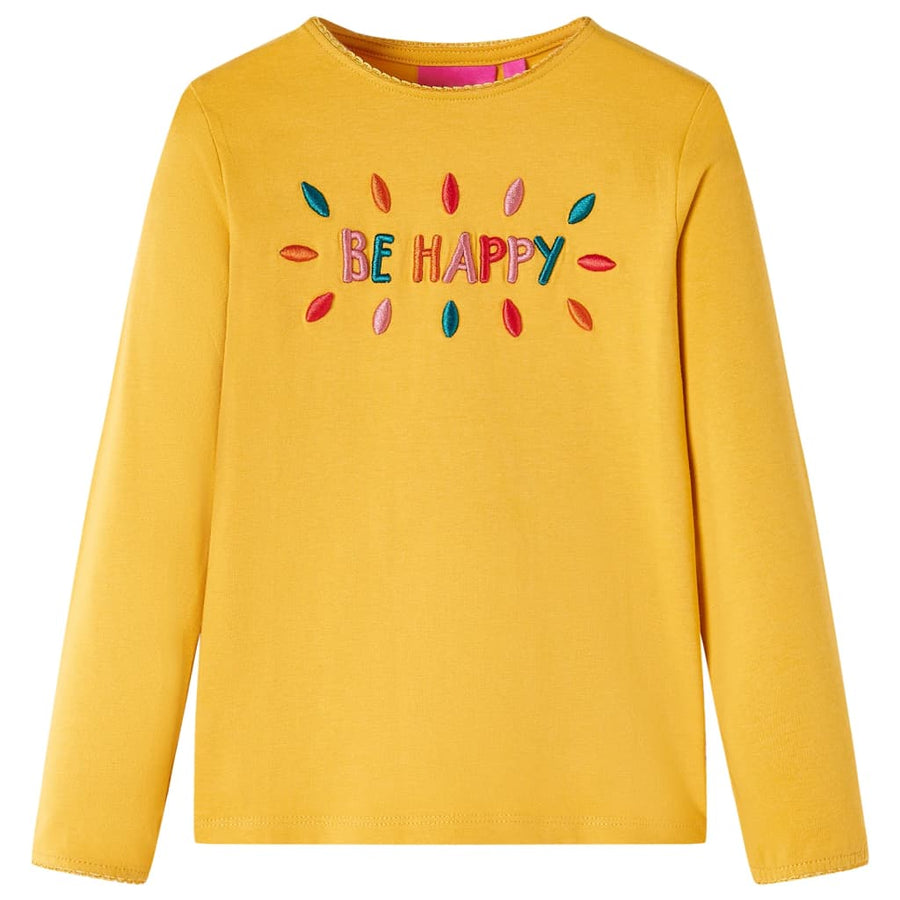 Kindershirt met lange mouwen 104 donkerokerkleurig Oker 104