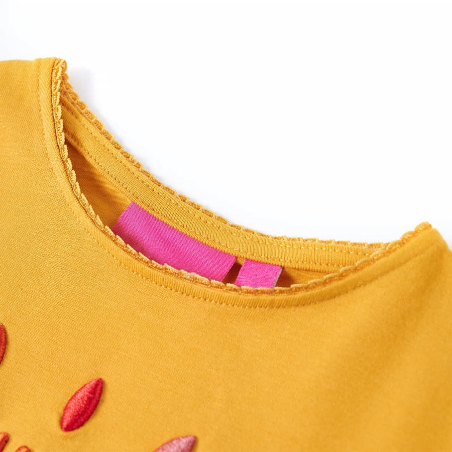 Kindershirt met lange mouwen 104 donkerokerkleurig Oker 104